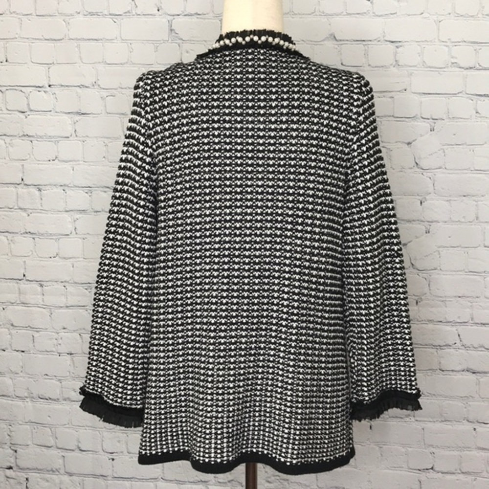 PETER NYGARD Black & White Knit Jacket sz M - Picture 3 of 8
